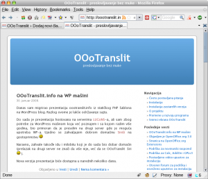 OOoTranslit.info na Default WordPress temi